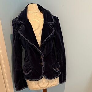 Twill 22 navy blue stretch velvet “pants suit”